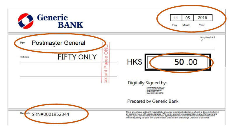 Sample eCheque